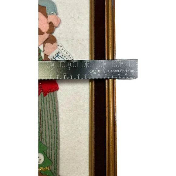 Vtg Christmas Tree Jolly Felt Sequin Embroidered Framed Handmade Decor Bucilla - Picture 7 of 7